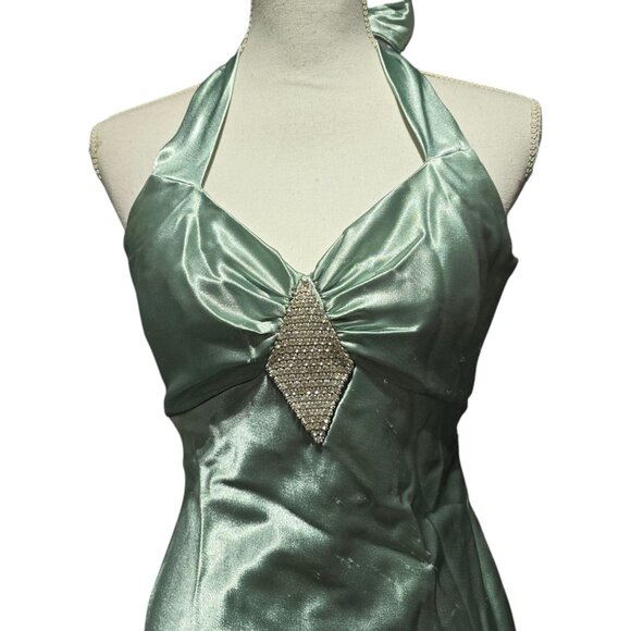 Vtg Gunne Sax Halter Satin Formal Gown Womens Size 3/4 Jessica McClintock - Picture 2 of 16